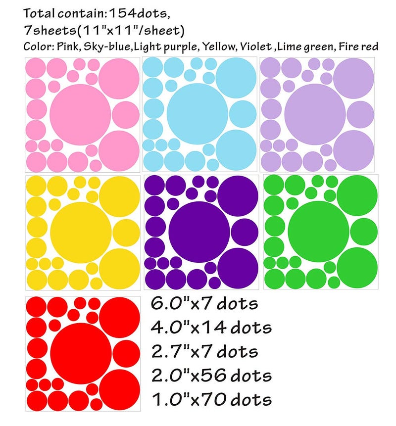 Easma Polka Dots Wall Decal Christmas Wall Decals Lime Green Red Vinyl Stickers Dots Decals Living Room Art Murals Xmas Home Decoration Indoor Rainbow Christmas Circle Stickers Peel and Stick Decal - Image 3